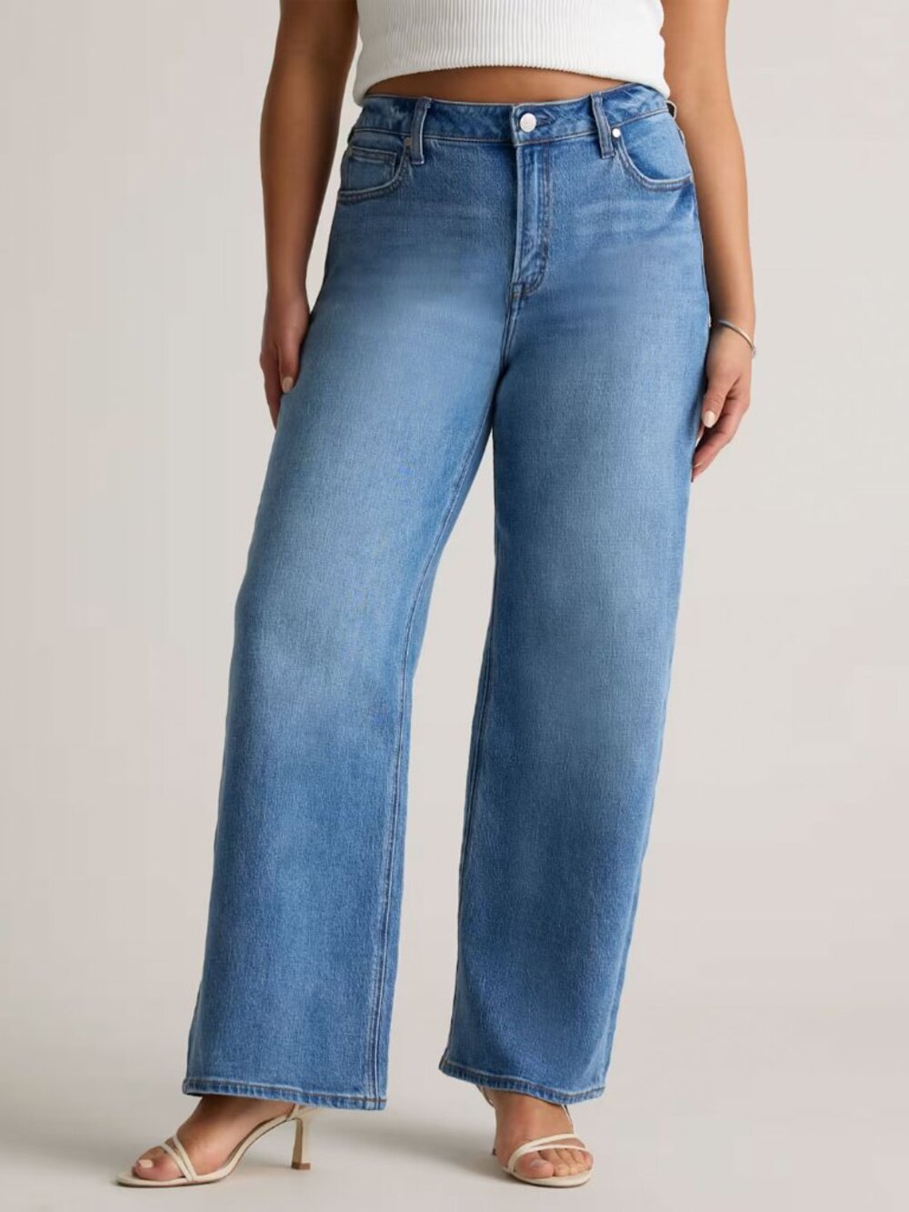 Quince Bella Stretch Relaxed Straight Jeans in Atlantic Blue 33